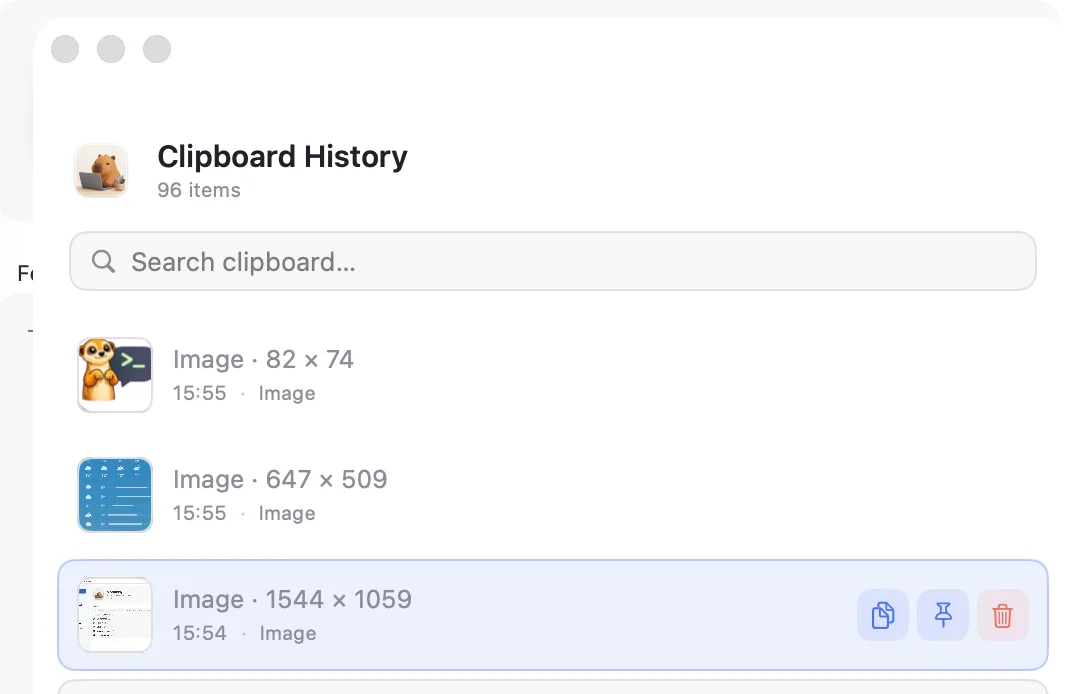 Clipboard history
