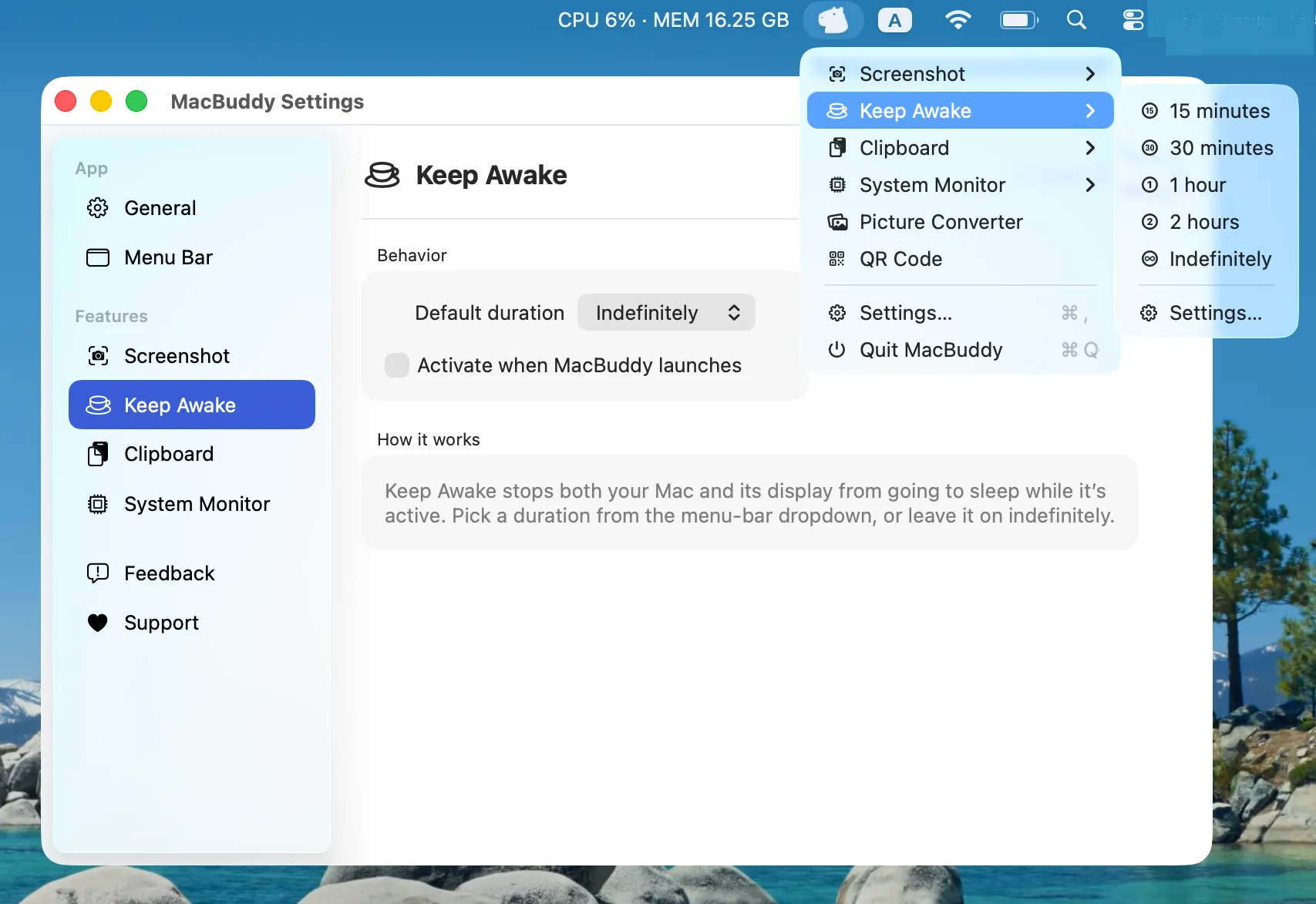 Keep Awake with duration picker