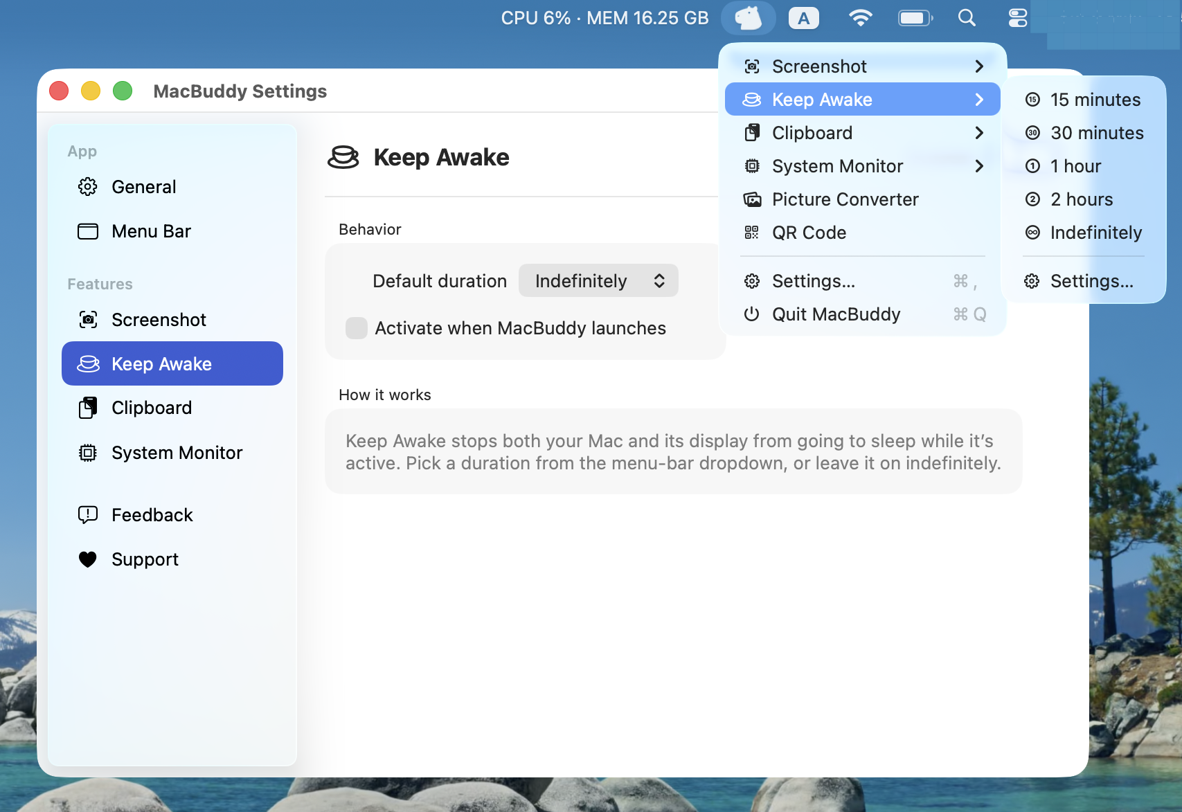 Keep Awake with duration picker